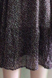Elegant Print Buckle Flounce V Neck A Line Dresses