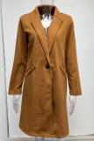 Casual Work Solid Buttons Turn-back Collar Outerwear