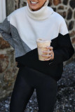 Fashion Casual Solid Patchwork Turtleneck Tops