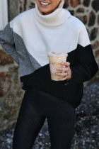 Fashion Casual Solid Patchwork Turtleneck Tops
