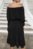 Casual Solid Patchwork Off the Shoulder Straight Dresses