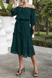 Casual Solid Patchwork Off the Shoulder Straight Dresses