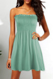 Fashion Casual Solid Patchwork Strapless Princess Dresses