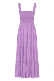 Casual Solid Bandage Square Collar Cake Skirt Dresses