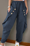 Casual Patchwork Buckle Harlan Mid Waist Harlan Solid Color Bottoms