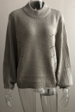 Casual Solid Hollowed Out Patchwork O Neck Tops