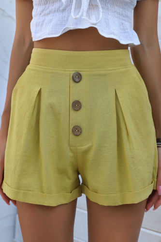 Casual Solid Patchwork Buttons Loose Wide Leg Solid Color Bottoms