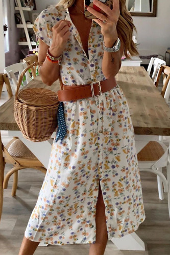 Fashion Street Print Patchwork Mandarin Collar Irregular Dresses
