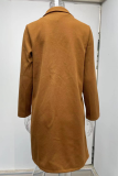 Casual Work Solid Buttons Turn-back Collar Outerwear