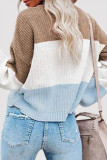 Fashion Casual Patchwork Contrast O Neck Tops