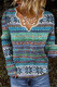 Sweet Street Print Embroidered Printing V Neck Tops