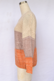Casual Patchwork Basic Contrast O Neck Tops Sweater