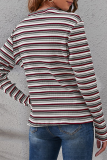 Casual Striped Patchwork Basic O Neck Tops