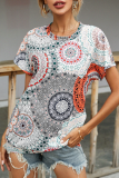 Casual Print Basic O Neck T-Shirts