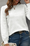 Casual Solid Hollowed Out Patchwork O Neck Tops