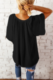 Casual Solid Patchwork V Neck T-Shirts
