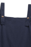Casual Solid Buttons Capris Loose Jumpsuits