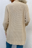 Casual Solid Patchwork Pocket V Neck Tops Sweater