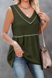 Casual Solid Patchwork V Neck Tops