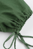 Casual Vintage Solid Fold Stringy Selvedge Off the Shoulder Dresses