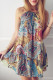 Fashion Street Print Patchwork Spaghetti Strap A Line Dresses