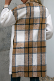 Casual Plaid Patchwork Turndown Collar Outerwear