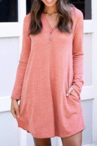 Fashion Casual Solid Patchwork V Neck Princess Dresses