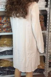 Casual Street Solid Buckle Turndown Collar Dresses