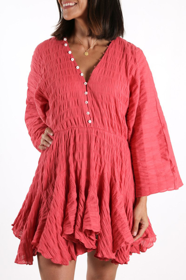 Simple solid color A-line dress
