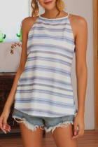 Fashion Casual Striped Patchwork Halter Tops