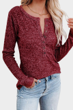 Casual Solid Patchwork Buttons O Neck Tops