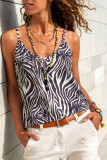 Fashion Street Print Patchwork Spaghetti Strap Tops