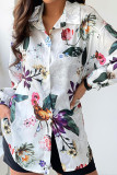 Fashion Casual Print Patchwork Turndown Collar Tops
