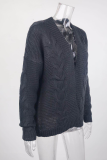 Casual Solid Patchwork Cardigan Collar Tops