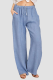 Casual Solid Patchwork Pocket Loose Wide Leg Solid Color Bottoms