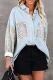 Casual Leopard Patchwork Buckle Turndown Collar Tops