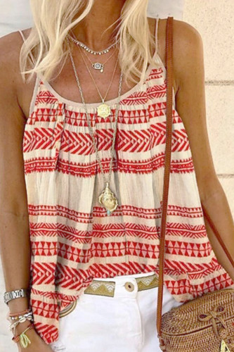 Fashion Casual Print Patchwork Spaghetti Strap Tops