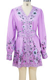 Bohemian Elegant Print Printing V Neck A Line Dresses