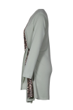 Casual Elegant Leopard Patchwork Strap Design V Neck Outerwear