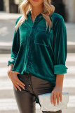 Casual Solid Patchwork Turndown Collar Tops