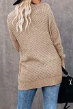 Casual Solid Patchwork Pocket V Neck Tops Sweater