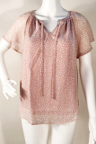 Casual Print Patchwork Frenulum V Neck Tops