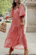 Fashion Print Patchwork V Neck Cake Skirt Dresses