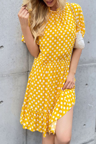 Fashion Casual Dot Patchwork O Neck A Line Dresses