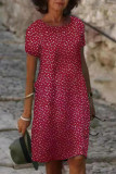 Fashion Street Print Patchwork O Neck A Line Dresses