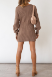 Casual Solid Patchwork V Neck Pencil Skirt Dresses