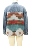 Fashion Casual Geometric Pocket Buckle Turndown Collar Outerwear