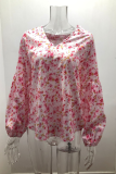 Casual Print Patchwork V Neck Tops