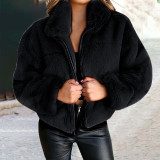 Fashion Solid Patchwork Turndown Collar Outerwear
