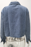 Fashion Solid Patchwork Buckle Turndown Collar Tops